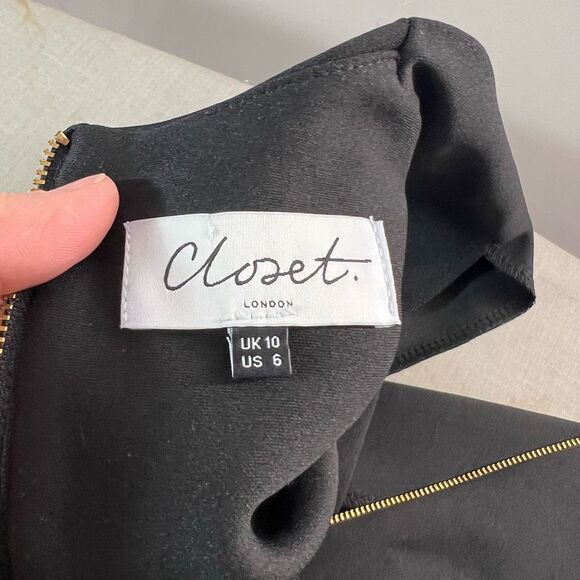 Closet Women's Sleeveless Black Top Wrap Skirt Scuba Feel Pencil Dress Size 6 - Picture 8 of 11